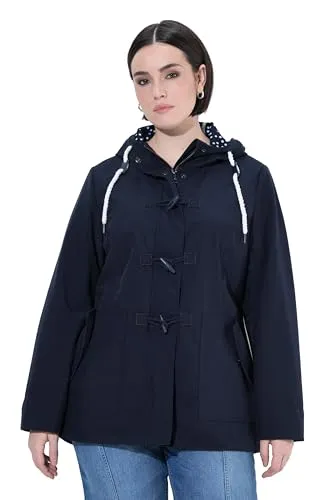 Ulla Popken Damen große Größen Übergrößen Plus Size HYPRAR Softshell-Jacke, wasserabweisend, Knebelknöpfe Marine 54+ 846853130-54+