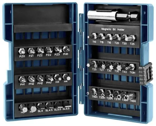 Makita B-28606 Bit-Set, 37-teilig - Werkzeug-Sets mit 37 hochwertigen und robusten Bits für vielfältige Schraub- und Montagearbeiten, geliefert im praktischen Kunststoffkoffer.