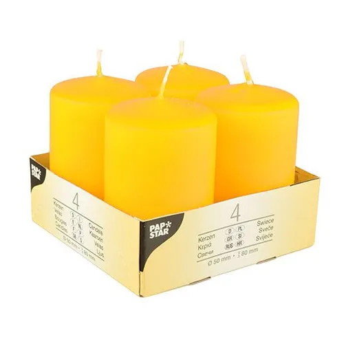 Karton (6x4) Stumpenkerzen gelb Ostern Ø 50 mm · 80 mm Angebot Kerze Deko 1