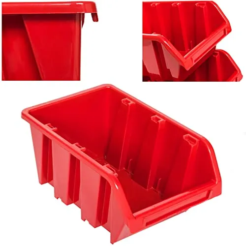 Stapelboxen Werkstatt Garage Sichtlagerboxen botle Sichtlagerkästen Stapelkisten Sortierboxen Boxen 100x150x70 mm Rot stapelkisten kunststoff lagerboxen stapelbar 5 x