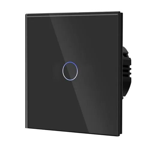 BSEED DimmSchalter für LED-Lampen, Touch Lichtschalter aus Glas, Non-wifi Schalter 700W 240V für eine perfekte Listimmungsvolle, 1 Fach 1 Weg Schwarz