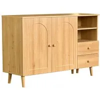 PXloue Sideboard 118x35x82 cm Holzoptik mit Türen und Schubladen
