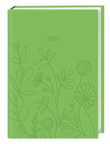 Kalenderbuch A6 grün 2026: Praktischer Planer für den Alltag mit Wochen-Kalendarium. Taschenkalender in leuchtendem Grün mit Platz für Termine und Notizen im Format 11,5 x 16,5 cm (Bürokalender Heye)