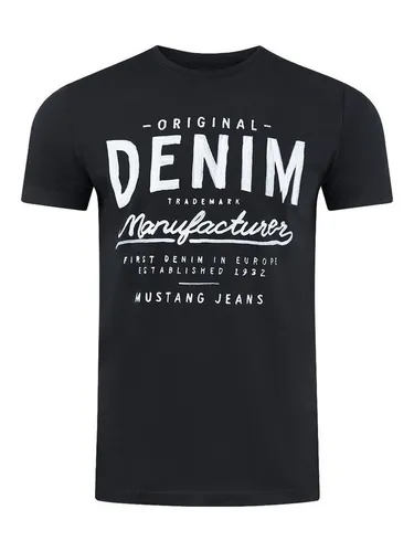 MUSTANG T-Shirt Herren Printshirt Regular Fit (1-tlg) Kurzarm Tee Shirt mit Rundhalsausschnitt aus 100% Baumwolle