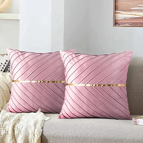 MAIXUN Kissenbezüge 40 x 40 cm Rosa Dekokissen Samt Sofakissen Weich Couchkissen Kissenbezug Kissenhülle Zierkissenbezug Kissen Fall für Wohnzimmer Schlafzimmer 2er Set