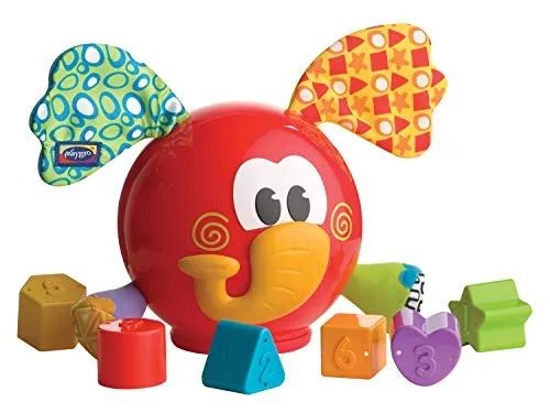 Playgro Steck- und Sortierspiel Elefant, Mit 6 Steckförmchen, BPA-frei, Ab 12 Monate, Elephant Shape Sorter, Rot/Bunt, 40170