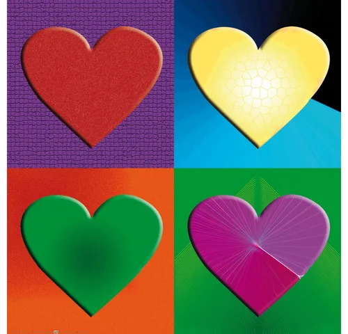1art1 Poster Liebe Kunstdruck Bild - Pop-Art Herzen (40 x 40 cm)
