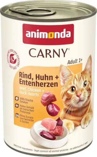 Carny® Adult Rind, Huhn + Entenherzen Katzenfutter von animonda Carny