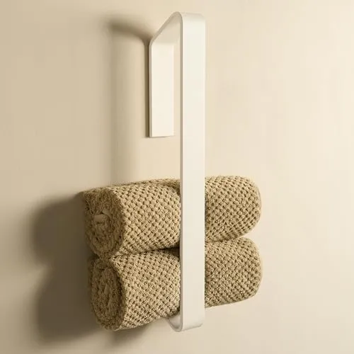 Designfabrik Hamburg Handtuchhalter ohne Bohren - Handtuchhalter & -stangen mit einfachem, selbstklebendem Montage-System. Modernes, matt weißes Design, ideal für Bad und Küche, rostfrei und kratzfest.