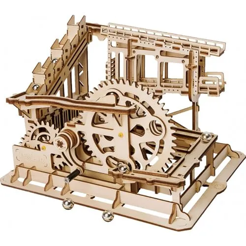 Robotime LG502 Marmorbahn – 3D Holz Puzzle - Innovatives 3D-Puzzle aus Holz mit mechanischen Getrieben und beeindruckender Laserschnitt-Technologie. Ideal für Bastler ab 14 Jahren, Montage ohne Klebstoff!