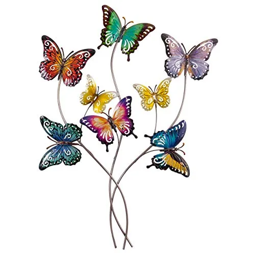 CIM Metall Wand-Deko - Schmetterling Baum 71cm - tierische 3D Wandbilder - Wandschmuck inkl. praktischer Wandbefestigung - lebhafte Wandskulptur