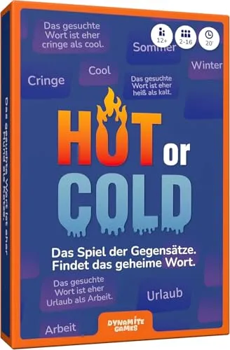 DYNAMITE GAMES Spiel Hot or Cold - Kreatives Partyspiel für 2-10 Personen, bei dem ihr geheime Wörter erraten müsst – ideal für lustige Abende mit Freunden und Familie!