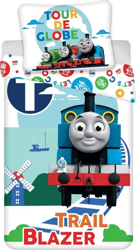 Jerry Fabrics Thomas und seine Freunde Bettwäsche Trail Bettdecke und Kissen Set | Jungen Kleinkind Bettwäsche-Sets | Aus 100% Baumwolle, Blau, 140 x 200 cm Kissenbezug 70 x 90 cm, 63022100