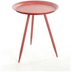 HAKU Möbel Beistelltisch Metall rot 38x38 cm - Mehrzwecktisch: Stilvoller Beistelltisch mit rotem Dreibein-Gestell, ideal für entspannte Kaffeepausen und flexiblen Einsatz mit einer maximalen Belastbarkeit von 8 kg.