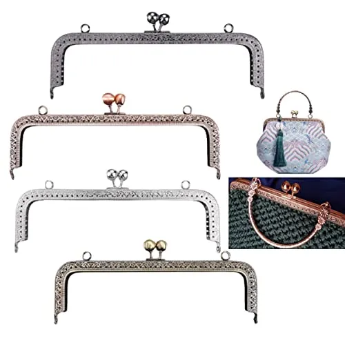 Taschenrahmen Verschluesse,Tiuxiu 4 Stücke Taschenbügel Taschenrahmen Kuss Verschluss Geldbörse Rahmen Metall für Handtasche Geldbeutel Münzbörsen 20.5cm