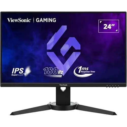 ViewSonic VX2479J-HD-PRO - 24 Zoll Gaming Monitor - Full HD Monitor mit 180 Hz Bildwiederholrate und 1 ms Reaktionszeit, ideal für Gamer und kreative Profis. SuperClear® IPS-Technologie sorgt für lebendige Farben und breite Betrachtungswinkel.