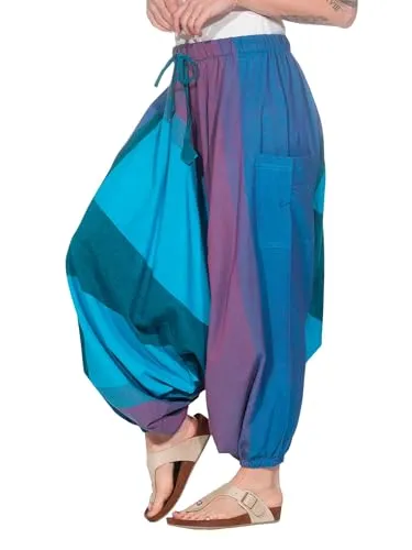 Kunst und Magie Unisex Haremshose OneSize - Mehrfarbig und Bequem - Damen-Hosen aus 100 % Baumwolle mit dehnbarem Bund, ideal für einen lässigen Look und perfekten Tragekomfort.