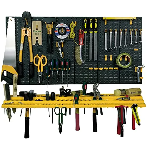 Werkzeug-Lochwand mit Schluesselloch-Lochung + Haken + Konsolen