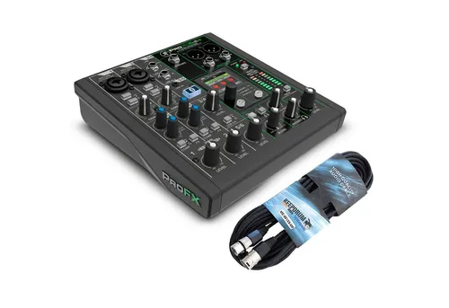 MACKIE ProFX6v3+ Mischpult mit XLR-Kabel - 6-Kanal Analogmixer für erstklassige Studio- und Live-Streaming-Anwendungen, ausgestattet mit 24 Effekten, bidirektionalem Bluetooth und USB-C Audiointerface für höchste Klangqualität.