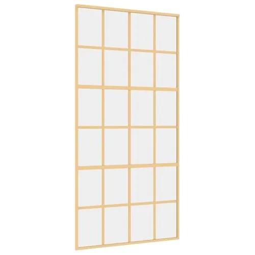 vidaXL Schiebetür Golden 102,5x205 cm - Moderne Schiebetür aus ESG-Klarglas und Aluminium, ideal für lichtdurchflutete Räume. Geräuschloses Öffnen und Schließen dank Türdämpfer - perfektes Design für ein stilvolles Zuhause.