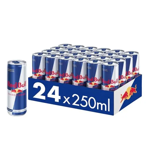 Red Bull Original Dose 24x0,25l - Energy Drinks, erfrischender Energiekick mit Taurin und Koffein für mehr Konzentration und Leistungsfähigkeit.