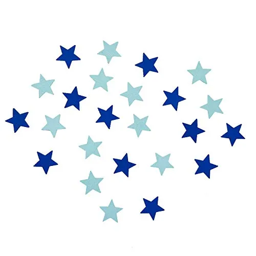 Oblique Unique® 24 Holz Sterne Streudeko Tisch Deko Kinder Geburtstag Baby Shower Party Hellblau Dunkelblau Farbmix