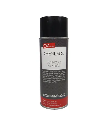Ofenlack schwarz Spray 400ml - Hitzebeständig bis 600 °C - Spraydosen für Hitzeschutz, kratzfest und schnelltrocknend. Ideal für Ofen, Grill und Auspuffanwendungen. Schützt zuverlässig bei hohen Temperaturen.