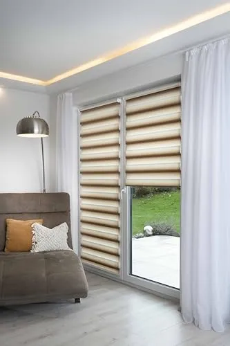 K-home® Klemmfix Doppelrollo Madrid – Elegantes Design mit Farbverlauf - Seitenzug- & Springrollos, bietet optimalen Licht- und Sichtschutz mit einfachem Klemmträger für die Montage ohne Bohren.