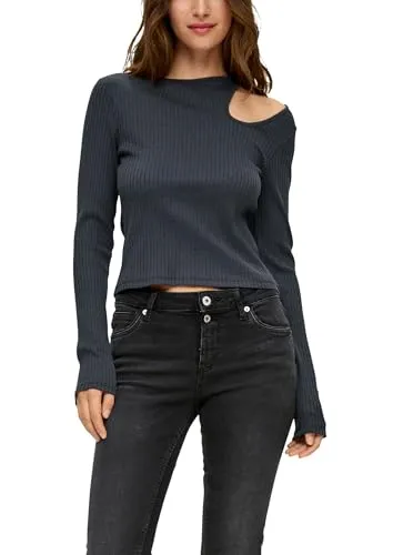 s.Oliver Q/S by Damen Langarmshirt mit Cut Out Black XL