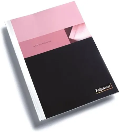 Fellowes Thermomappe 8.0mm für 61-80 Blätter - Diverse, glänzende Thermomappe mit transparenter Vorderseite und weißer Rückseite, ideal für professionelle Präsentationen und Dokumentenschutz.