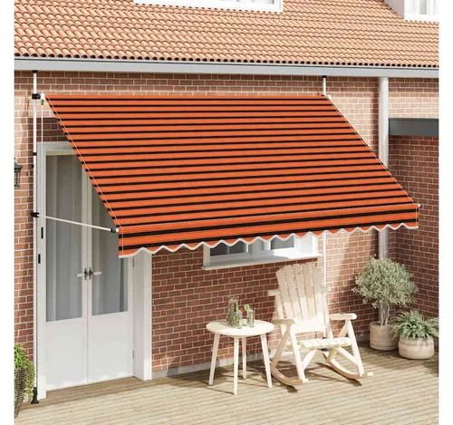 furnicato Markise Einziehbare Handbetrieben 350 cm Orange und Braun (1-St)