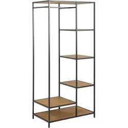 Mid.you Garderobe aus Wildeiche in Schwarz - Moderne Garderobe aus Wildeiche und Metall, ideal für einen stilvollen Eingangsbereich, Maße: 77x165x45 cm, Reach-zertifiziert.