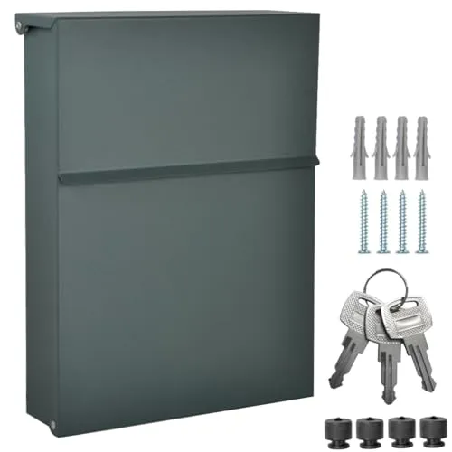 ALSTEN TECH Designer Briefkasten Wandbriefkasten Postkasten ohne Zeitungsfach Anthrazitgrau Matt RAL 7016 Mini 30x23 cm