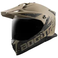 Bogotto FG-601 Duo Fiberglas Enduro Helm XL, braun - Motorradhelm aus hochresistentem Fiberglas mit abnehmbarem Helmschirm und klarem Visier, ideal für Sicherheit und Komfort beim Fahren.