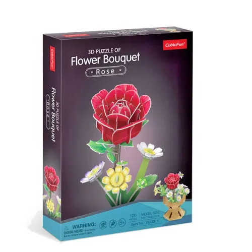 CubicFun 663301 3D Puzzle Blumen, Rose, 3D Blume im Blumentopf mit 120 Teilen, DIY Deko-Bastelset für Erwachsene und Kinder ab 8 Jahren