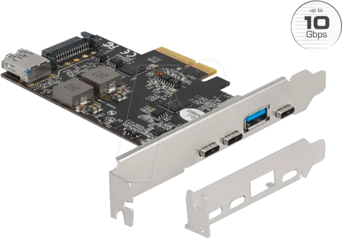 DELOCK 90060 - PCIe x4 > 3 x ext. USB 3.1 C, 1x ext. USB 3.1 A, 1x int. USB 3.1