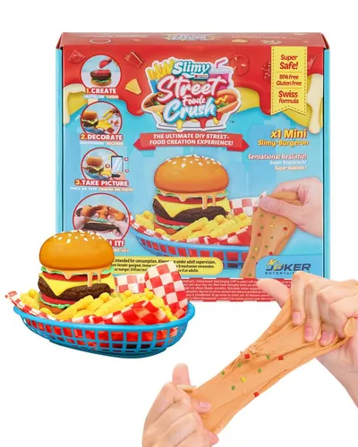 Slimy® Knetform-Set Street Food Crush - Mini Burgeron (1-tlg), Slime und Knete Kreativ-Set zum selber Mischen, Formen und Dekorieren