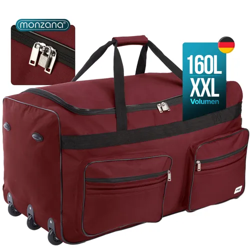 DEUBA Reisetasche mit Trolleyfunktion - 160L, Rot - Reisetasche mit Trolleyfunktion und 160L Volumen, ideal für Wochenendausflüge oder Geschäftsreisen. Integriertes Schloss schützt Ihr Gepäck.