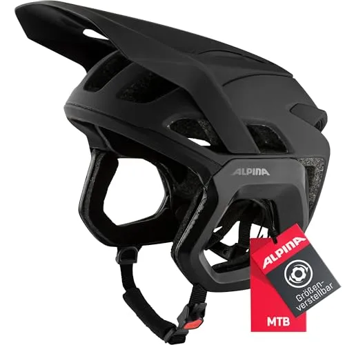 Alpina Rootage Evo Helm - Schwarz Matt, Größe 52-57 cm - Enduro Fahrradhelm mit hohem Seitenschutz und optimaler Belüftung. Ideal für Trails und Bikeparks, bietet er Sicherheit und Komfort durch das anpassbare Run System.