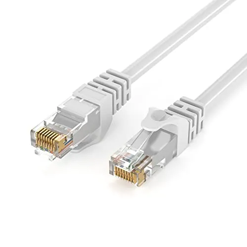 JAMEGA 2m CAT.6 Netzwerkkabel (RJ45) Patchkabel Ethernet Lan in weiß| 1Gbit/s | 250MHz | kompatibel zu CAT.5 / CAT.5e / CAT.6