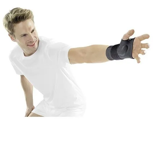 Ofa Dynamics Handgelenkbandage XS dunkelgrau links - Bandagen für Hände & Gelenke, bietet optimale Stabilität durch Aluminium-Verstärkung und hohen Tragekomfort mit Silikonpolster.