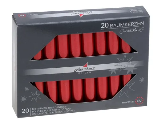 Steinhart Kerzen Adventskerze Baumkerzen Edelglanz Rot 95 x Ø 13 mm, 20 Stück