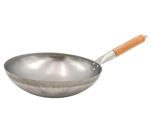 Grillfürst Edelstahl Wok Pfanne Ø 30 cm mit Holzgriff