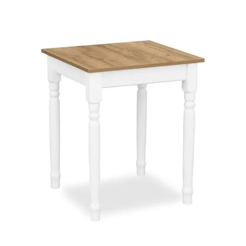 Metdrew Esstisch aus Holz | küchentisch 60x60 | Tisch mit dekorativen Beinen | Esstisch für 2 Personen | Tisch klein küche | skandinavisch | küchentisch weiß | Tischplatte: Craft Eiche Gold