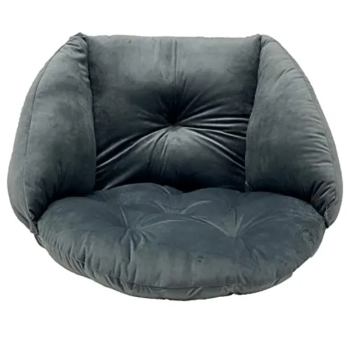 SuperKissen24. Kissen für Hängesessel, Hängestuhl - Runde Sitzkissen mit Silikonfaser - Kissen für Hängeschaukel aus Samtstoff - Hängesitz - Indoor & Outdoor - Dekokissen für Allergiker - Anthrazit