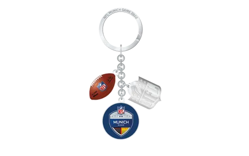NFL München Games 2022 verchromter Metall Schlüsselanhänger mit 3 Logos