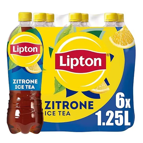 Lipton Ice Tea Lemon, Eistee mit Geschmack Zitrone EINWEG (6 x 1.25 l) (Verpackungsdesign kann abweichen)