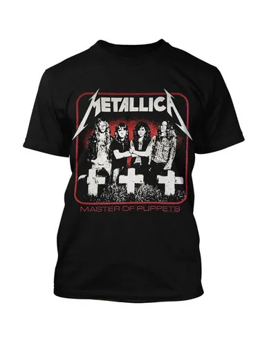 Metallica T-Shirt Vintage Master Of Puppets - Stylisches T-Shirt aus 100% Baumwolle mit ikonischem Master Of Puppets Motiv. Perfekt für Fans und ideal für den Alltag.