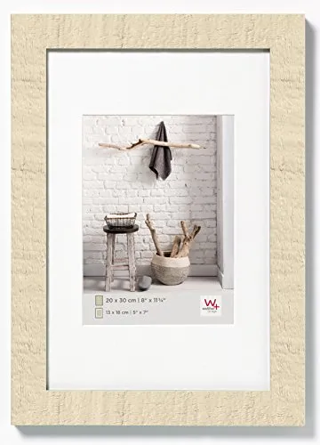Walther Design HO090W Home Holzrahmen 60x90 cm - Wand- & Tischbilderrahmen mit modernem Blockprofil und echtem Schrägschnitt-Passepartout für eine besondere Bildwirkung, ideal für stilvolle Wohnräume.