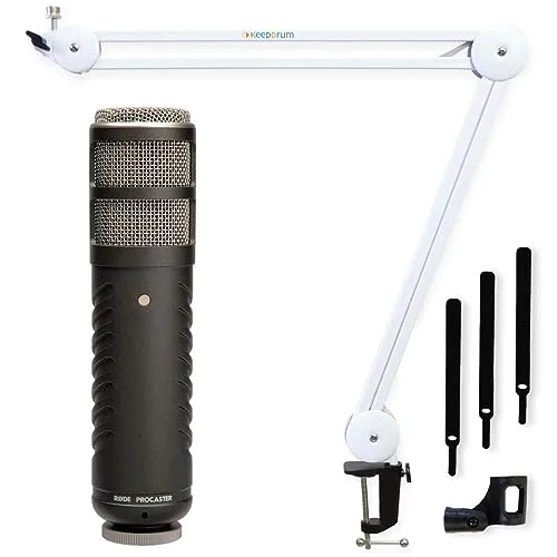 Rode Procaster Mikrofon + keepdrum MS138 Gelenkarm-Stativ Weiss
